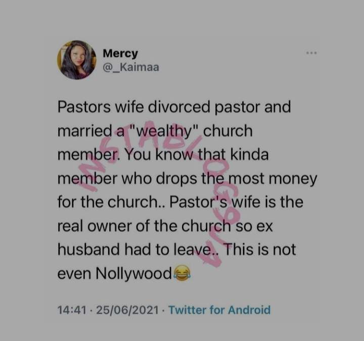 Lady reportedly divorces her husband to marry a wealthy church member