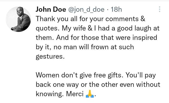 'Women don't give free gift' - Man says as he narrates how his wife got a tailor to sew native as gift for him and still collected money from him to pay