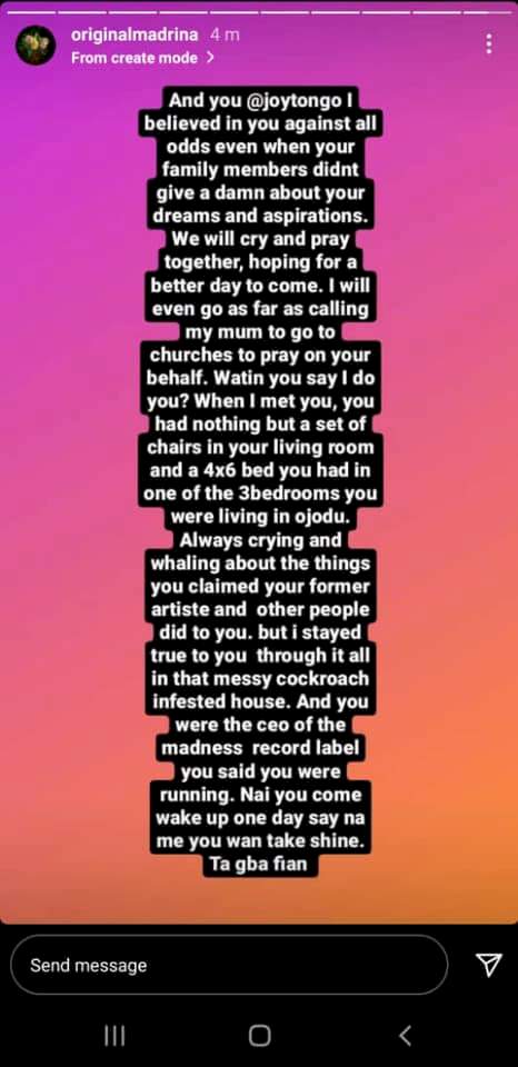 Cynthia Morgan calls out former record label boss, Jude Okoye and former manager Joy Tongo...again