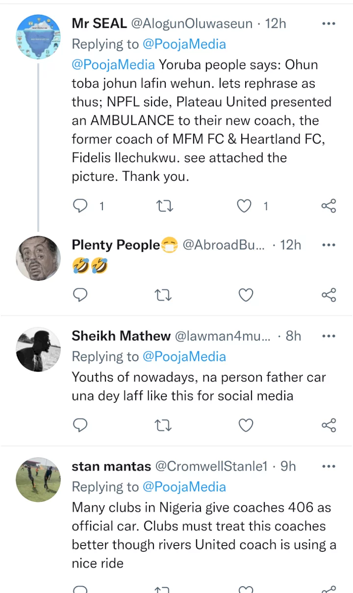 Interesting reactions after Nigerian football club Plateau United present official car to their new coach