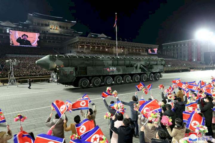 North Korea Shows Off Largest Ever Number Of Nuclear Missiles At Night Time Parade Photos
