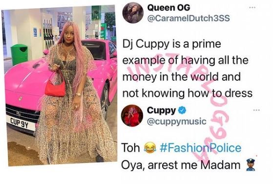 'You have all the money in the world, yet you don't know how to dress' - Troll lambast DJ Cuppy