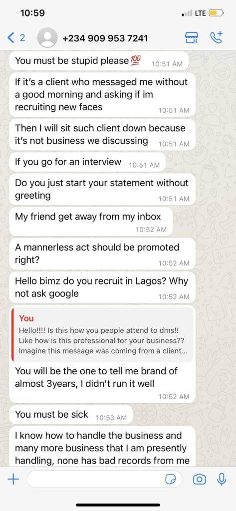 Nigerian model shares chat with modelling agency who insulted her for not greeting properly
