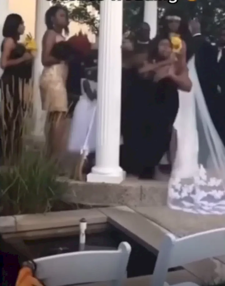 Moment pregnant side chick crashes man's wedding (Video)