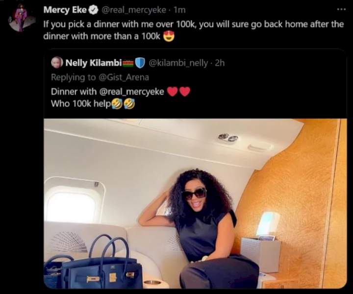 'A dinner date with me is better than N100,000' - Mercy Eke