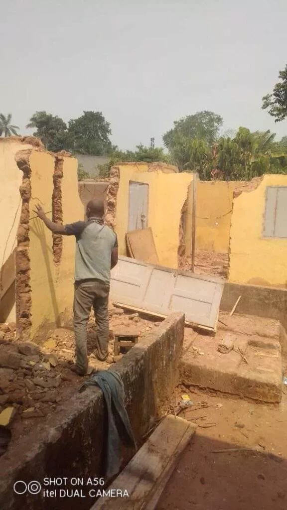 Nigerian lady demolishes her mother's old house; builds a beautiful new bungalow (photos)