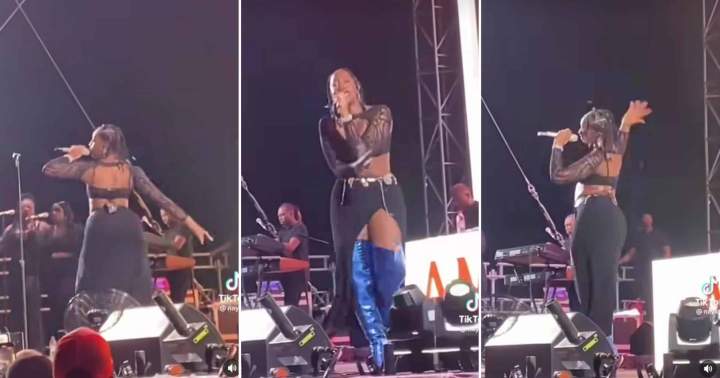 "Her backside too set" - Fans gush over Tems' body as she rolls her waist on stage (Video)
