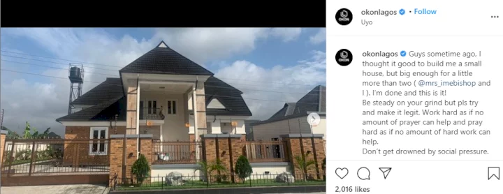 Nollywood actor, 'Okon Lagos' shows off his newly-built mansion
