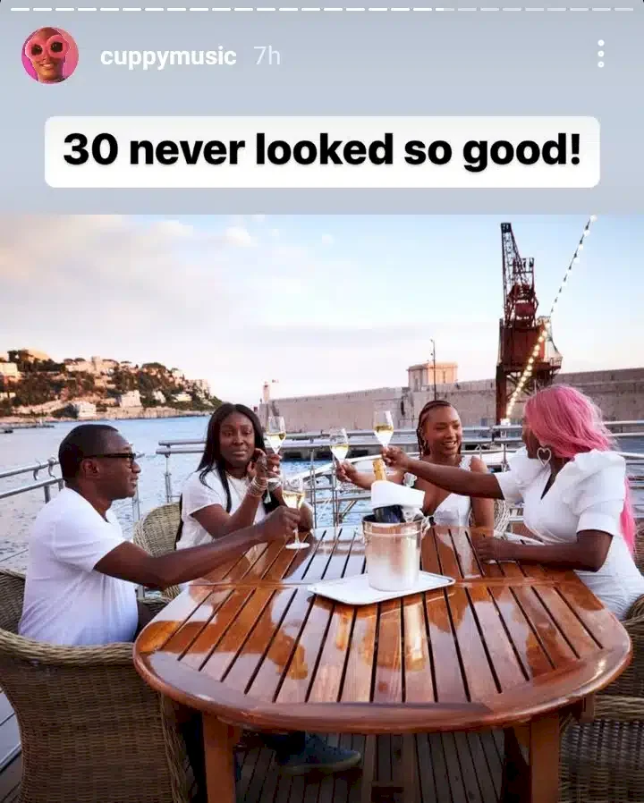 'I'm entering my new age in prayer and surrounded by family' - Cuppy writes as she marks 30th birthday aboard luxury yacht