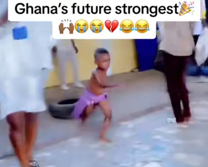 'They all need blood tonic' - Netizens react as little boys drag tyres, show off 6 packs and mighty muscles