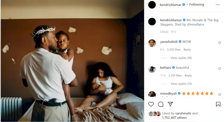 Rapper Kendrick Lamar shares his new album cover, seemingly reveals birth of second child