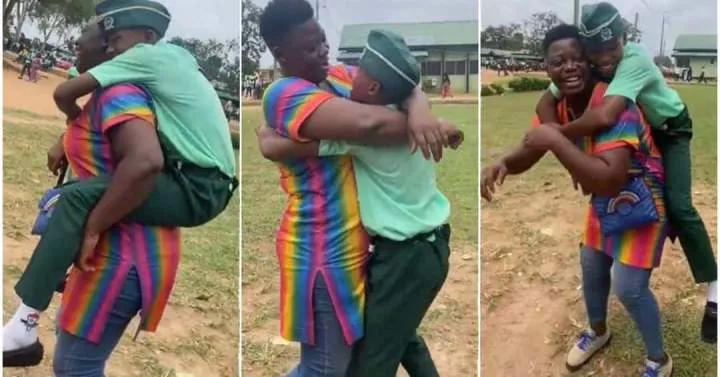 Boarding student jumps on his mother as she visits him in school (Video)