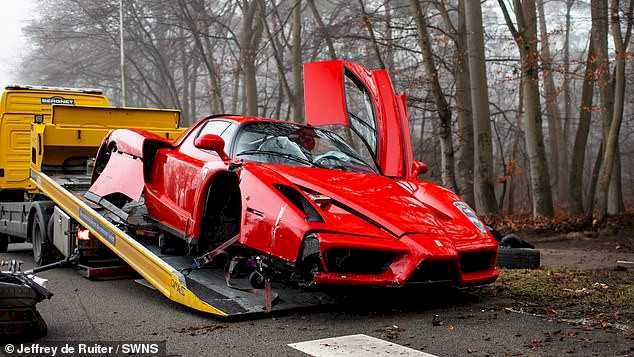 Mechanic damages Ferrari worth £2.5 million after driving it into tree in Amsterdam (Photos)