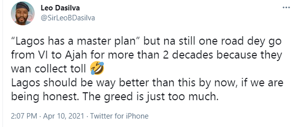 “Lagos should be way better than by this by now” – BBNaija star, Leo Dasilva mocks those who claim Lagos has a master plan