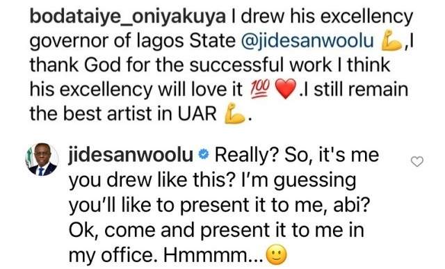 'Come and present it to me in my office' - Gov. Sanwo-Olu reacts to rare artwork of him