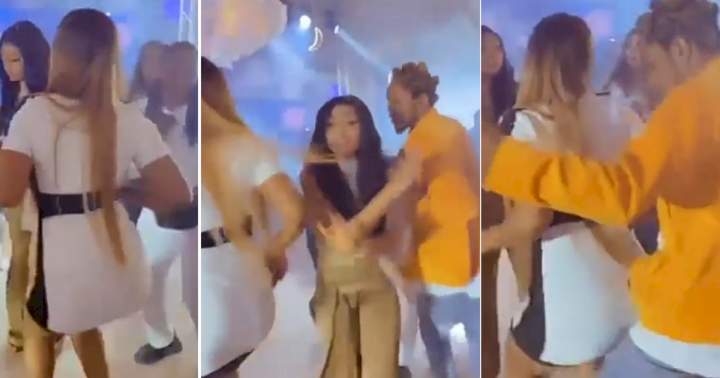 Moment Regina Daniels pushed away her brother for trying to rock a lady at her son's birthday party (Video)