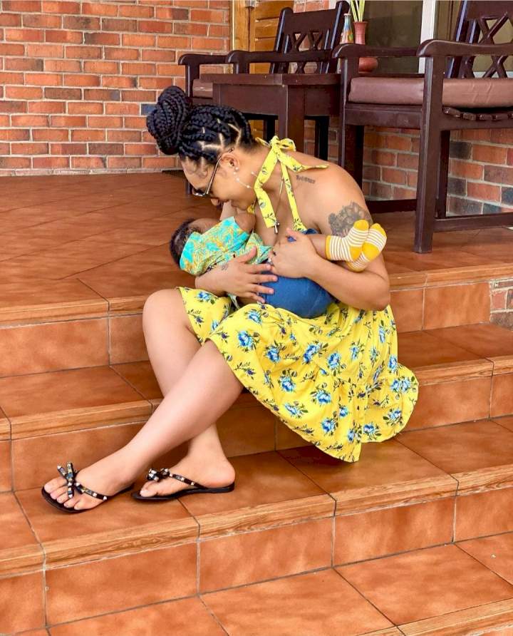 Rosy Meurer shares breastfeeding photo alongside photos of her bonding with her newborn son