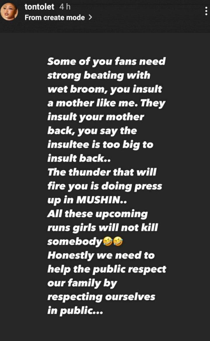 'All these upcoming runs girls will not kill somebody' - Tonto Dikeh