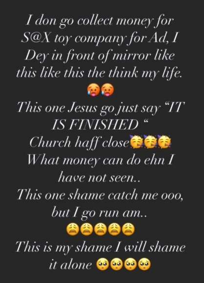 'This one Jesus go just say 'It is finished' - Tonto Dikeh becomes her own judge after she accepted money for a Pleasuring-Toy Ad