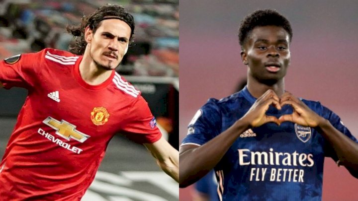 UEL: UEFA names Cavani, Saka, others in Europa League team (Full list)