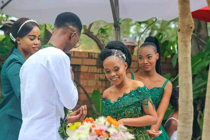 Man shares interesting caption as he posts photos of a bride, her bridesmaid and groom during wedding ceremony 
