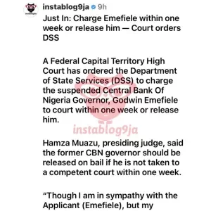 Just In: DSS charges Emefiele to court