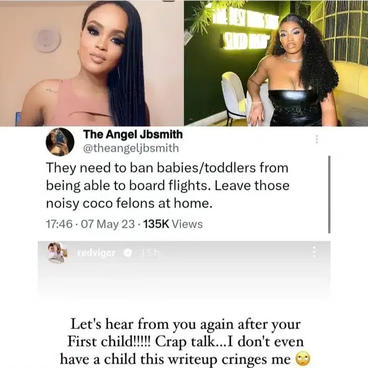 'Crap talk' - Redvigor blasts Angel for suggesting that babies are banned from boarding flights