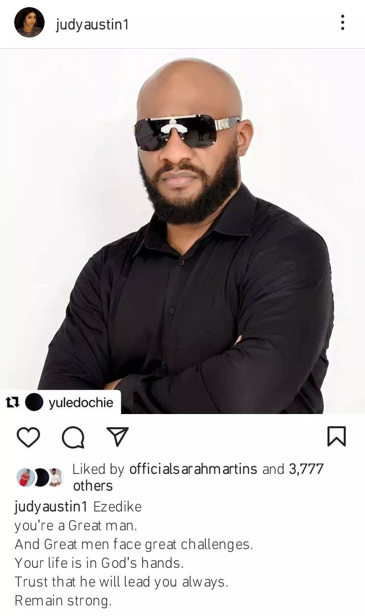 'Great men face great challenges' - Judy Austin tells husband, Yul Edochie; he replies