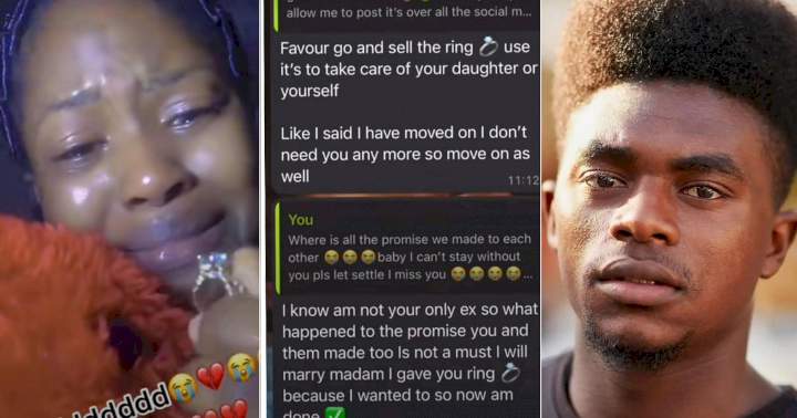 "Sell the ring and take care of your daughter" - Man leaves single mother in tears as he cancels engagement