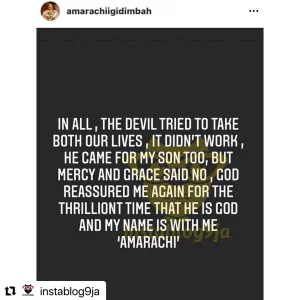 How God kept my baby alive in my womb for 8hrs after I almost d#ed on the way to the hospital - Actress Amarachi Igidimbah