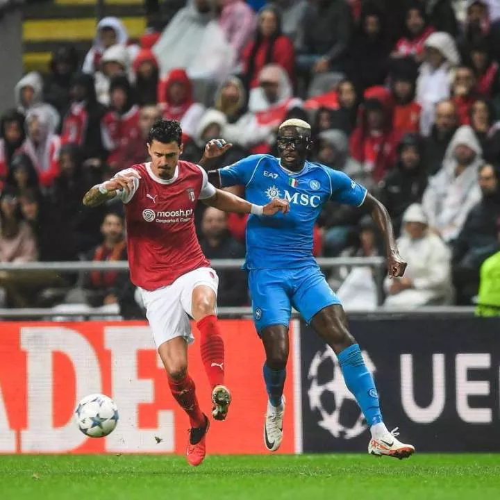 Osimhen attempted 9 shots against Braga in the Champions League. (Photo Credit: Napoli/X)