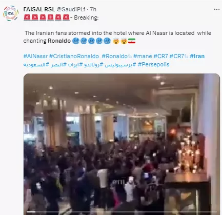 Fans in Iran give Cristiano Ronaldo crazy welcome as they run after his bus and storm his hotel (videos)