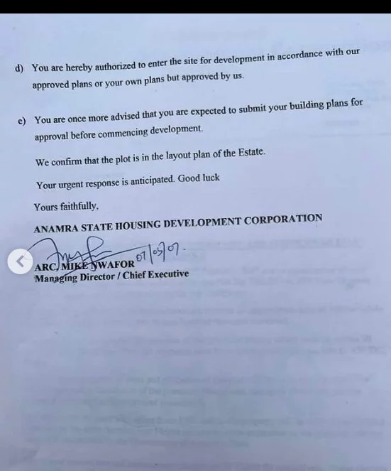 Letter Peter Obi wrote in 2007, rejecting lands allocated to him as Governor of Anambra state goes viral