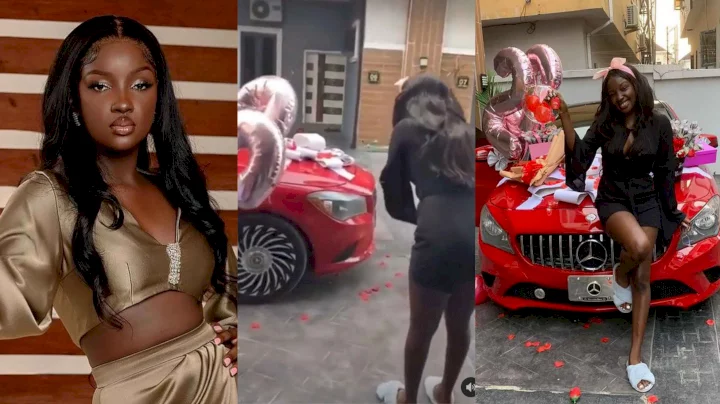 Saskay emotional as fans gift her Benz for her 22nd birthday (Photos/Video)