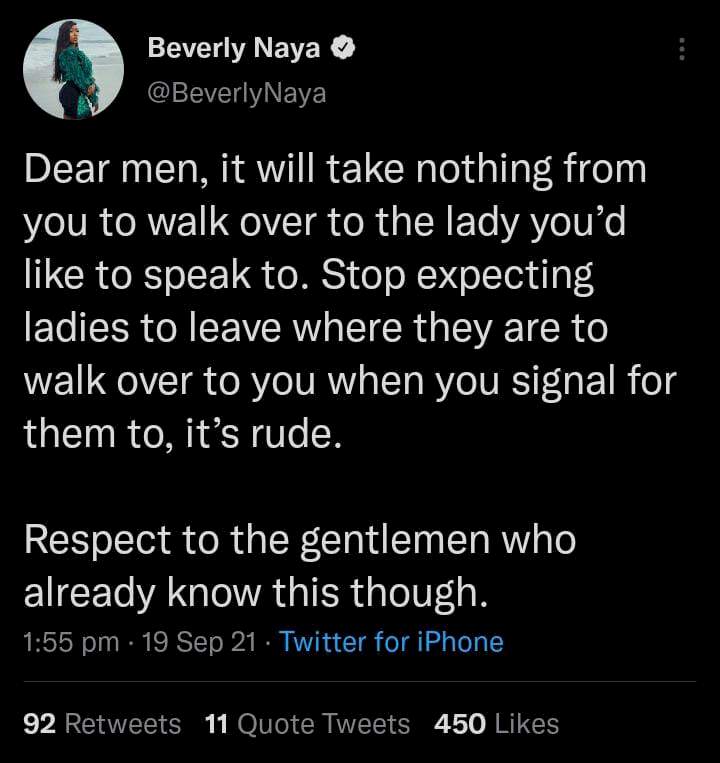 'It is rude to ask a girl to walk over to you to get wooed' - Beverly Naya tackles men