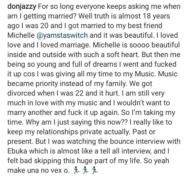 Why I got married to my ex-wife at 20 and divorced her at 22 – Don Jazzy spills secret (Photos/Details)
