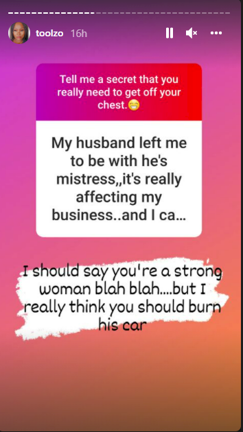 'Burn his car, sleep with his friends' - OAP Toolz drops advice to fans seeking help on relationship