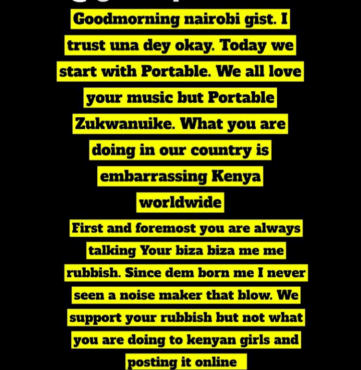 'You have overstayed your welcome' - Kenyan socialite, Black Cinderella slams Portable's latest trending video (Details)