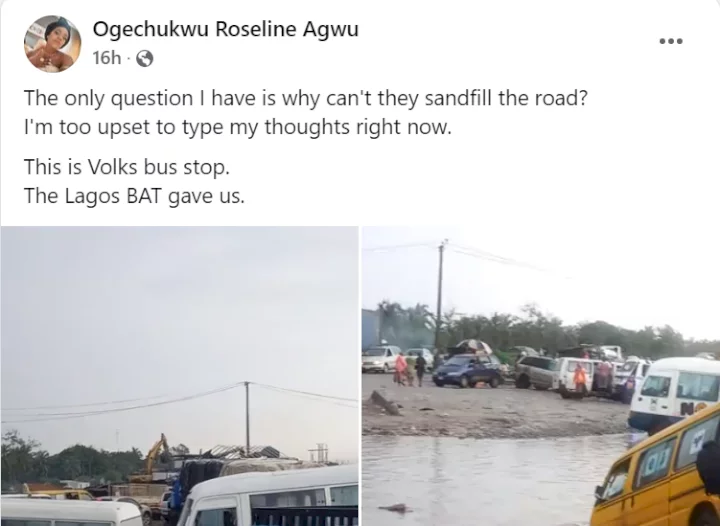  Cars stuck on a flooded road at Volks Bus Stop in Lagos (video)