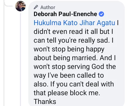 'You are really sad but I won't stop being happy about being married' - Deborah Paul Enenche replies followers criticizing her for sharing 'romantic' photos