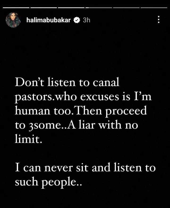 'All your chicks are in my Dms' - Halima Abubakar calls out Apostle Suleman again