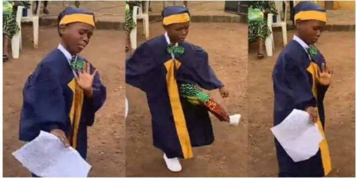 Little boy celebrates with joyous dance as he finishes primary school education (Video)