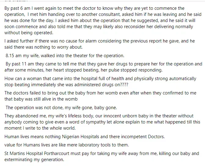 'My wife and baby are gone' - Heartbroken man calls out hospital over negligence