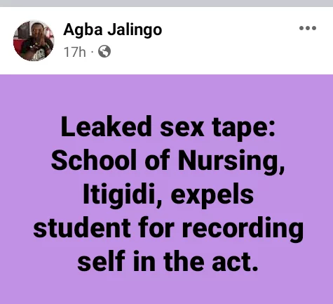 Nursing school reportedly expels female student over alleged leaked bedroom tapes