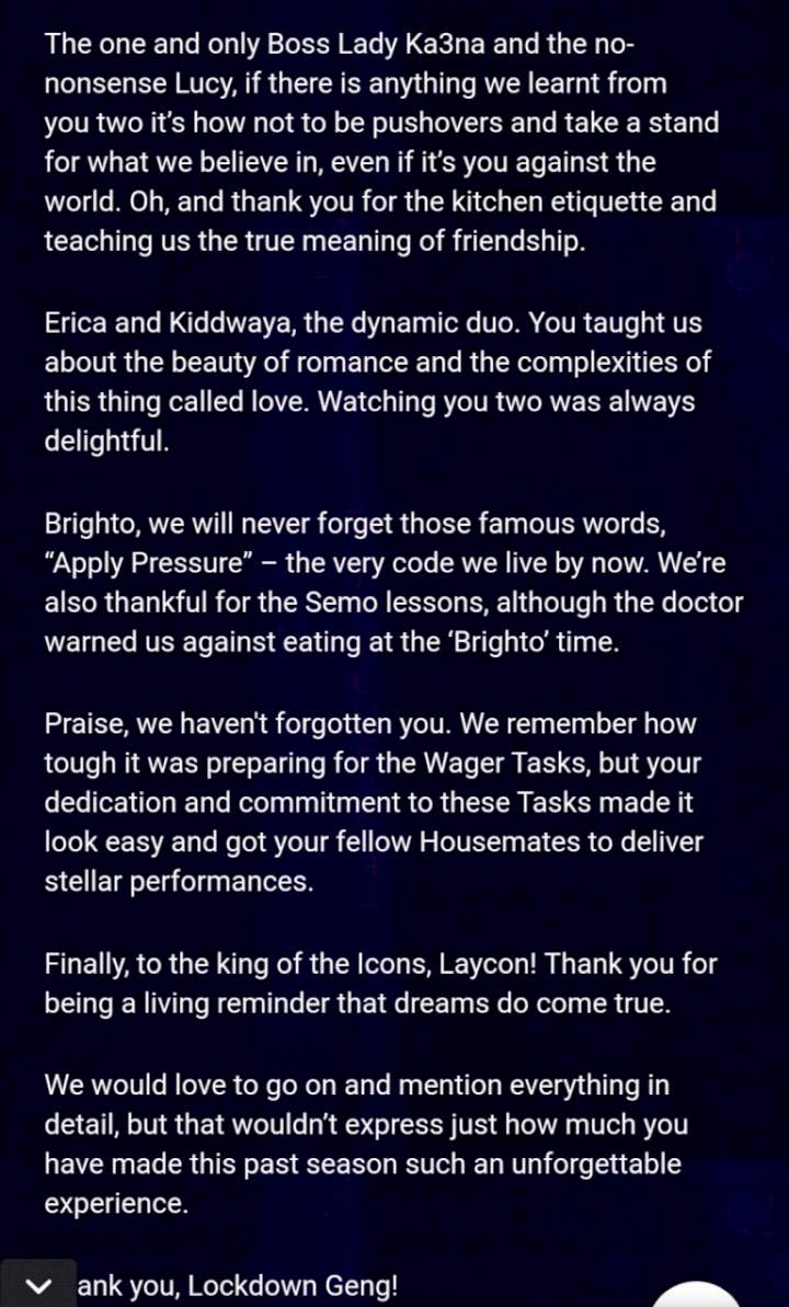 'It is never easy to say goodbye' - Big Brother Naija pens heartfelt letter to Lockdown housemates as season 6 approaches