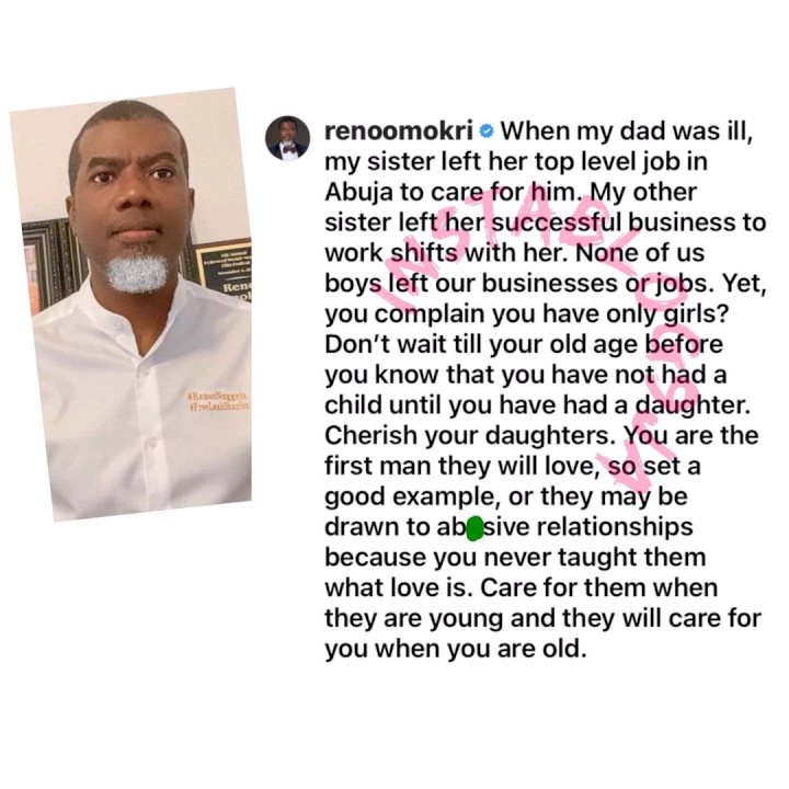 'You've Not Had A Child Until You Have A Daughter' - Reno Omokri