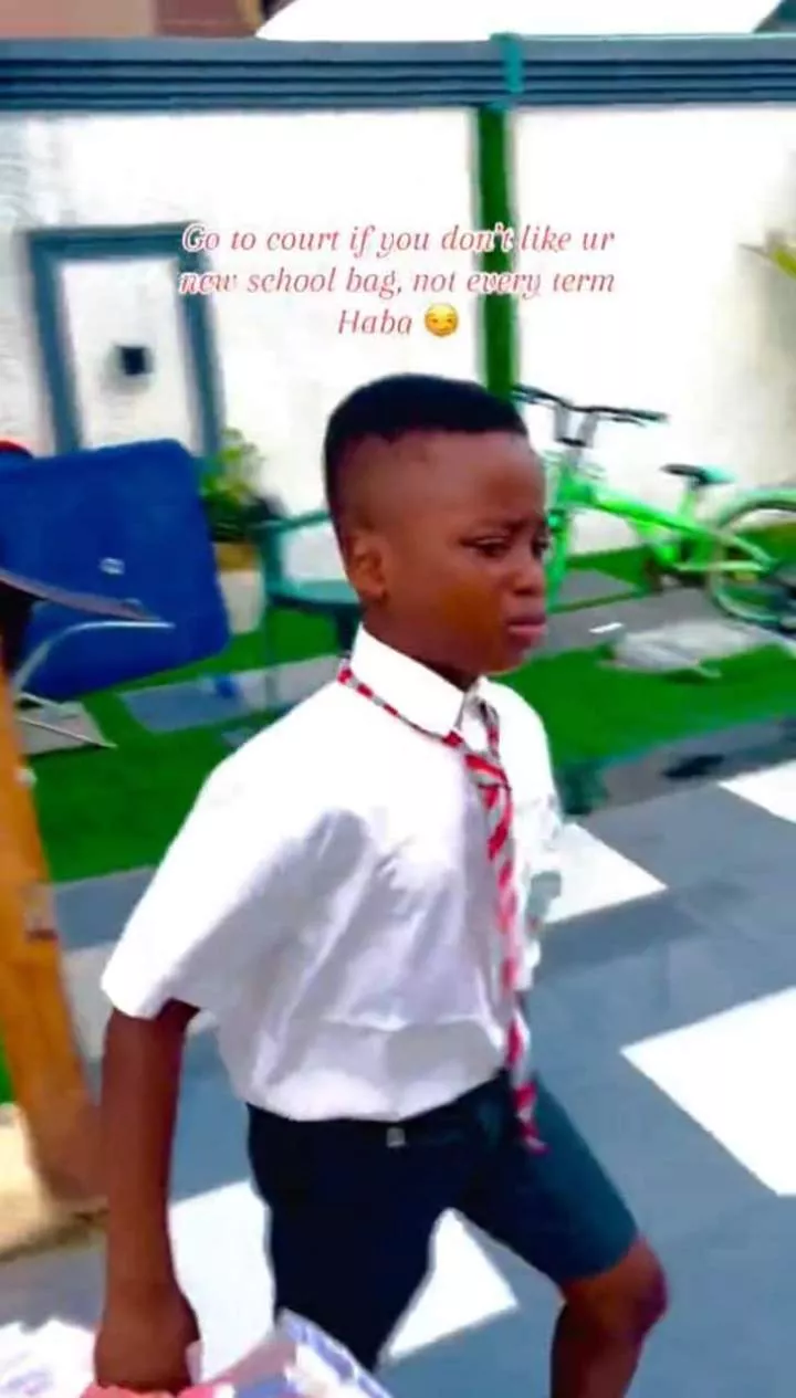 Mother replaces son's school bag with sack of cement after losing it consecutively (Video)