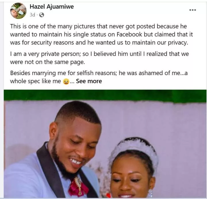 Nigerian lady calls out ex-husband who was ashamed to show her off