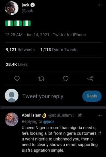 Twitter CEO, Jack Dorsey raises brows as he tweets the Nigerian flag again