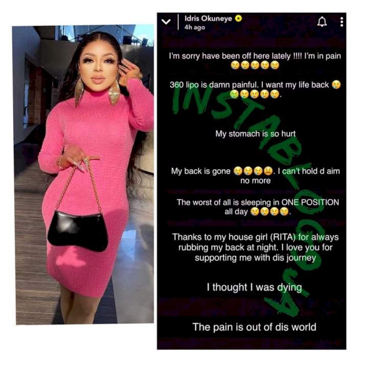 'I thought I was dying, 360 lipo is damn painful' - Bobrisky speaks on his post-lipo surgery experience